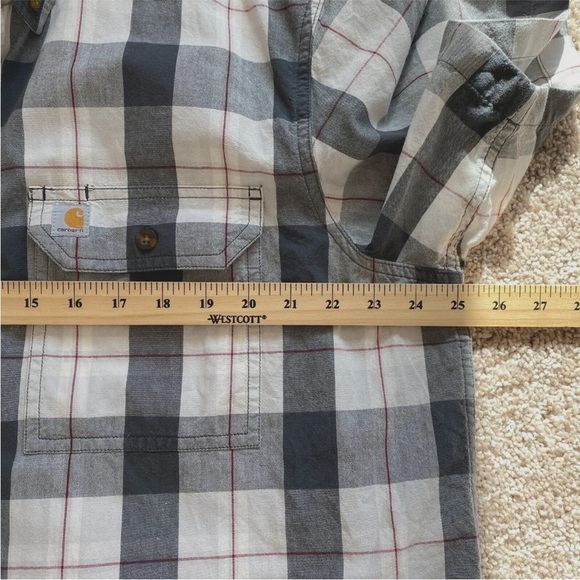 Carhartt Relaxed Fit Plaid Short Sleeve Button Down Shirt Size XL - Picture 7 of 8